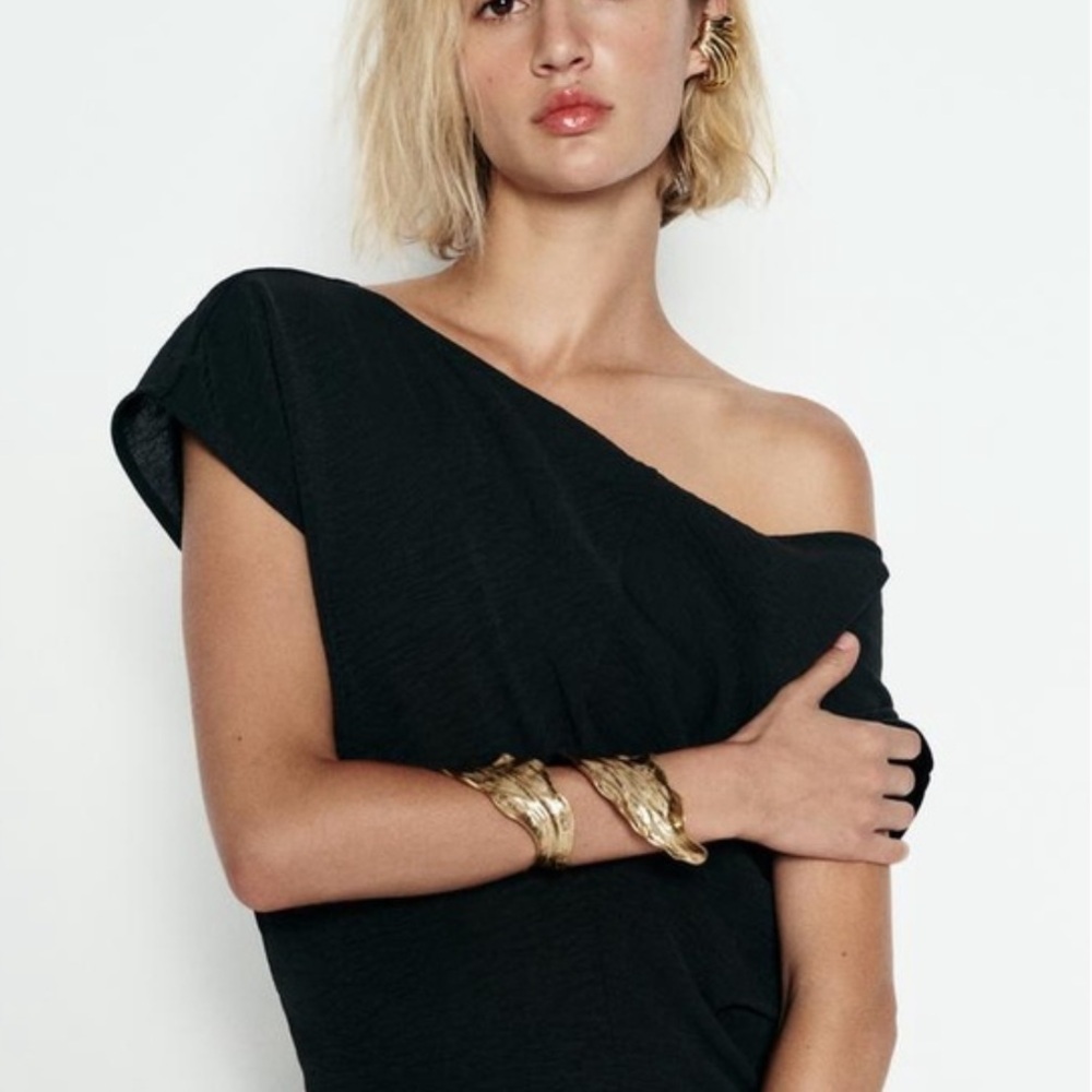 Zara NWOT gold metal leaf arm cuff 1856/034 - Picture 6 of 8